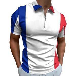Frankrijk Vlag Half Zip-up Polo Shirts Voor Mannen Slim Fit Korte Mouw T-shirt Sneldrogende Golf Tops Tees 3XL