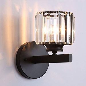 Mengjay Moderne kristallen wandlamp LED creatieve wandlamp wandlicht voor slaapkamer, woonkamer, hal, eetkamer, bed, houder E27 fitting, lamp niet inbegrepen (zwart)