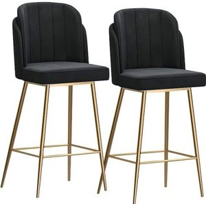 Barkruk Fluwelen Gestoffeerde Kruk Tegenhoogte Barkrukken Keukenbarstoelen Tegenkruk Met Rugleuning Pub Stoel Thuis Keuken (Color : Black, Size : Sitting Height 65cm)