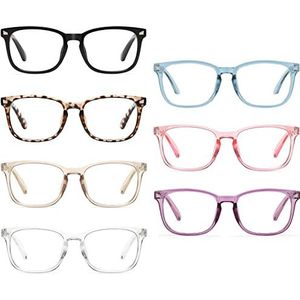 CCVOO 7 Pack Blue Light Blocking Reading Glasses, Anti Headache/Glare/Eye Strain Readers Computer Eyeglasses Women/Men (7 Pack Mix,2.50)