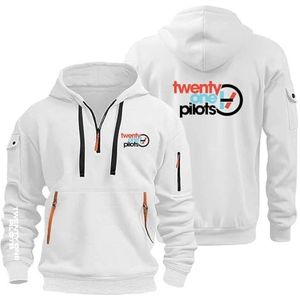 AHYAOFA Heren Hoodies Half Zip Pullover voor 21 P.i.Lot.s Workout Running Pullover Actieve Hoody met Zakken Sweatshirt Hooded Jas Tops, wit-3, 18-20