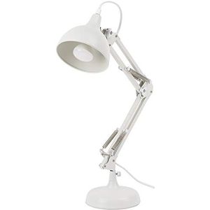 BRUBAKER Klassieke metalen bureaulamp leeslamp - met in hoogte verstelbare scharnierarm - tot 53 cm hoogte - wit