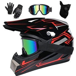 UIGJIOG - Motorhelm - Voor Kinderen - DOT-Gecertificeerd - Inclusief Veiligheidsbril en Handschoenen