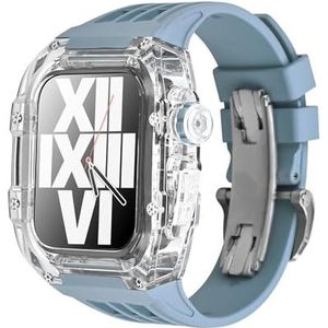 INSTR Voor Apple Watch 9/8/7/6/SE Gemodificeerde kit Transparante rubberen horlogeband met vlindergesp(Color:K)