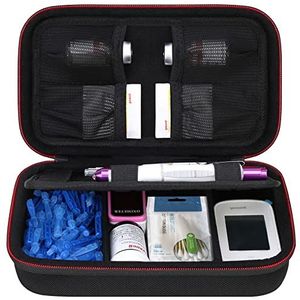 Elonbo Diabetic Supplies Travel Case, Glucose Meter Draagbare Opslagtas, Diabetic Care Kits Organizer Holder, Diabetic Supply Draagzaak voor Glucose Meter Insuline Pen Bloodsuikertest Strips, Zwart