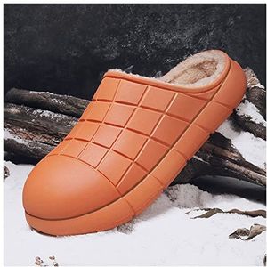Dames Zomer Slippers Heren thuis pluche slippers comfort zachte warme slippers vrouwen dikke bodem schoenen Hoogwaardige indoor antislip paren Sloffen (Color : Orange, Size : 44)