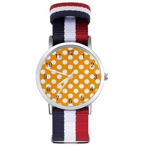 Oranje Polka Dot Casual Heren Horloges Voor Vrouwen Mode Grafische Horloge Outdoor Werk Gym Gift