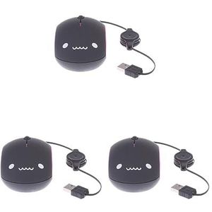 Tityvirnix 3 set Leuke Intrekbare USB Optische Scroll Muis 1000 DPI voor Laptop PC Notebook 1 Zwart Rose Rood