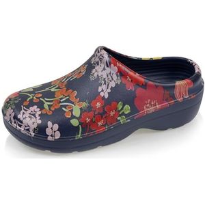 Isotoner Damesklompen voor tuinieren, comfortabel, duurzaam en licht, Marine Bloem, 36 EU