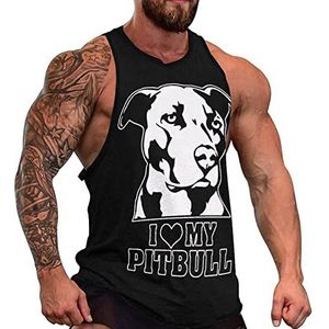 I Love Me Pitbull Heren Tanktop Grafisch Mouwloos Bodybuilding Tees Casual Strand T-Shirt Grappig Gym Muscle