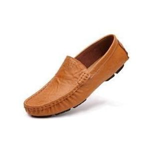 Loafers for heren Eenvoudige effen kleur Rij-instappers PU-leer Lichtgewicht Flexibel Comfortabel Klassiek Outdoor Slip-on (Color : Brown, Size : 38 EU)