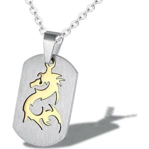 Mode Dragon Patroon Kettingen Dog Tag Hanger voor Mannen Soldaat Leger Roestvrij Staal Mannelijke Punk Sieraden