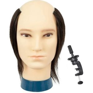 Mannequinhoofd van mannelijk menselijk haar, pruikstandaard met statief for kapperssalon, mannelijke trainingshoofden, mannequinpop(4)