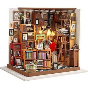 Fsolis DIY-poppenhuis-miniatuur meubel kit, 4D houten miniatuur poppenhuis met stofkap en,Miniatuur poppenhuis kit creatief cadeau DG102