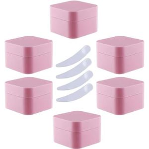 Pack van 6, 30ml vierkante blauwe plastic crème potten cosmetische potten met binnenvoering containers voor lippenbalsem, lotion, Roze, 30ml, Klassiek