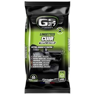 GS27 - Lederen doekjes met drievoudige werking - 100% natuurlijke viscose - verzorging van natuurlijk leer, geverfd of kunstleer, 40 autodoekjes XXL