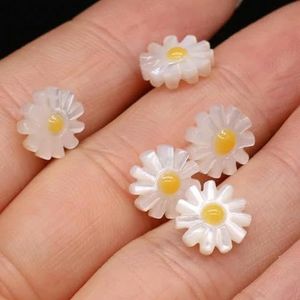 5 stuks natuurlijke parel schelp zonnebloem kralen schelp bedels losse kralen gebruikt voor sieraden maken DIY oorbel armband cadeau-zee schelp-geel-10x10mm