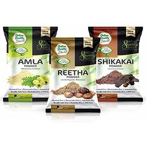 Amla Reetha Shikakai Poeder Combo - Poeder Pack - Voor Haar - Pack van 3 - Totaal 380G