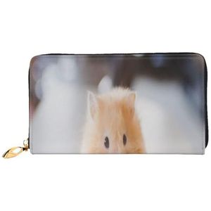 Lederen Portemonnee Kerst Sneeuwmannen Portemonnee Portemonnee Coin Pouch Opbergtas Rits Geld Portemonnees Tas voor Vrouwen Mannen, Kastanjebruin Hamster, Leather wallet, Munt Pouch