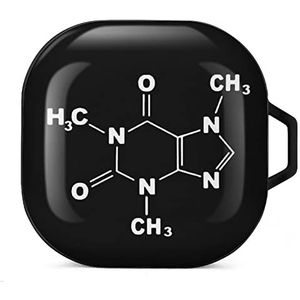 Cafeïne Molecule Gamer Nerd Geek Wetenschap Oordopjes Hoesje Compatibel met Samsung Hard Shell Beschermhoes Zwart Stijl