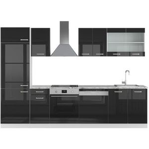 Vicco Kitchenette R-Line Solid Wit Zwart 300 cm werkblad moderne keukenkasten keukenmeubel