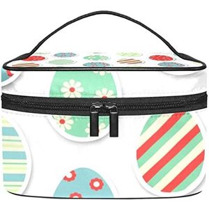 Paaseieren patroon make-up organizer tas, reismake-up tas organizer case draagbare cosmetische tas voor vrouwen en meisjes toiletartikelen, Meerkleurig, 22.5x15x13.8cm/8.9x5.9x5.4in