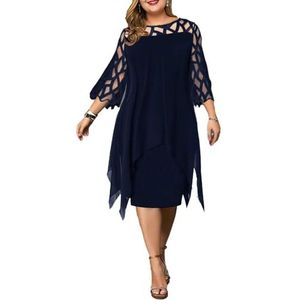 yk8fass Jurk met driekwart mouwen wt-4473, Donkerblauw, XL