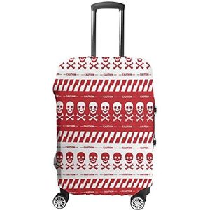 Voorzichtigheid Tape met schedels rode randen print reizen bagage cover wasbare koffer beschermer past 19-32 inch bagage