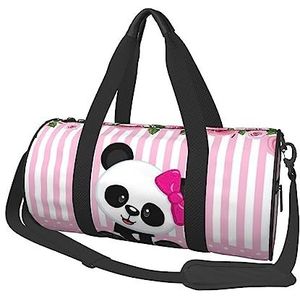 Panda Rose Bloemen Reizen Duffel Bag Gym Tote Bag Lichtgewicht Bagage Tas voor Weekender Sport Vakantie, Zwart, Eén maat