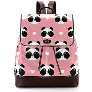 Gepersonaliseerde casual dagrugzak tas voor tiener reizen business college schattig panda gezicht met hart op zoete roze, Meerkleurig, 27x12.3x32cm, Rugzak Rugzakken