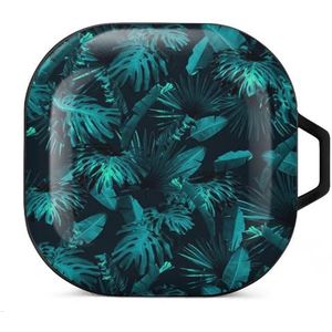 Tropische bladeren oordopjes hoesje compatibel met Samsung hard shell beschermhoes zwart-stijl