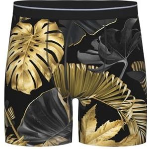 GRatka Boxer slips, heren onderbroek boxer shorts been boxer slips grappig nieuwigheid ondergoed, goud zwart tropische bladeren, zoals afgebeeld, M