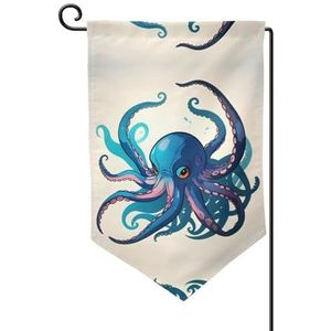 Blauw en paars octopus tuin vlag dubbelzijdige boerderij tuin vlag lente zomer buiten decoratie 30x45 cm