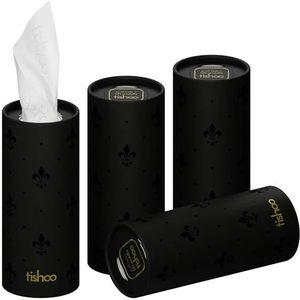 tishoo Ultra Zijdeachtige Luxe Tissues | Superzachte 4-laags met Moisturizer | voor Auto Bekerhouders, Thuis & Reizen | 4 Kokers in Plasticvrije Verpakking | Black/Pure