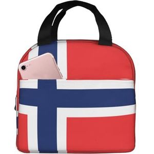 SUHNGE Geïsoleerde lunchtas met Noorse vlag en print, Rolltop lunchbox draagtas voor vrouwen, mannen, volwassenen en tieners