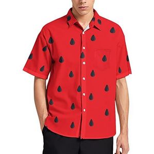 Rode Watermeloen Hawaiiaanse Shirt Voor Mannen Zomer Strand Casual Korte Mouw Button Down Shirts met Zak