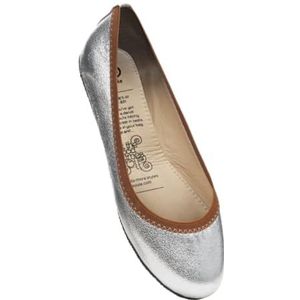 Rollasole Balletpumps met zilveren hakken, platte schoenen voor dames, stijlvolle opvouwbare instapschoenen voor handtas, dagelijks gebruik, avondjes uit, feesten, bruiloft, zomerreizen of