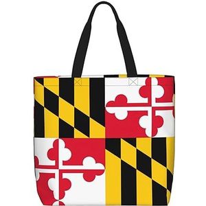 OdDdot Engeland Symbolen Print Tote Bag Voor Vrouwen Opvouwbare Gym Tote Bag Grote Tote Tassen Vrouwen Handtas Voor Reizen Sport, Vlag van Maryland, Eén maat