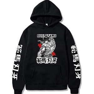 Anime Baki Hoodie Hanma Baki Trui Unisex Lange Mouw Sweatshirt Baki Pullover met Kangoeroezak