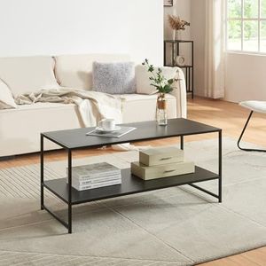[en.casa] Salontafel Ruokolahti met plank salontafel in industrieel design met stalen frame 102x43x46 cm zwart mat
