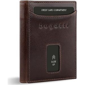 bugatti Secure Slim Mini Lederen portemonnee, RFID-bescherming, kaarthouder, bruin