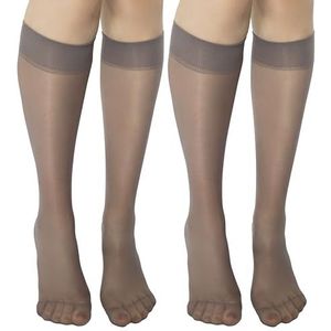 MANA MANA Dijhoge sokken - 15 den-kniekousen - kniekousen, ademende en mooie boho-stijl, universele maat, Made in Italy - perfect voor alle gelegenheden, Zilver, One size