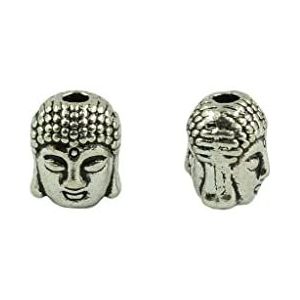 F Fityle 20 Tibetaanse zilveren kralen scheidingsbladen Spirituele Boeddha 3D voor armband