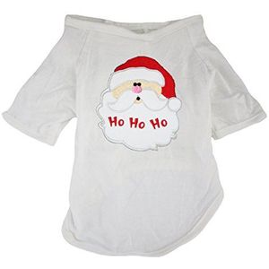 Petitebelle Pet Supply Kerstman HoHoHo Wit Katoen T-Shirt Nieuwigheid Hond Jurk, Large, Kleur: wit