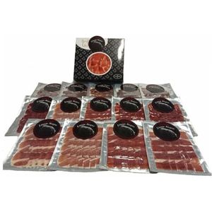 Linaje Negro® Iberian Ham 15 enveloppen 100gr, genezen gedurende 26 maanden, zachte smaak, aangenaam zoete/zoute balans, vrij geurig, glutenvrij, ideaal om van elke gelegenheid te genieten
