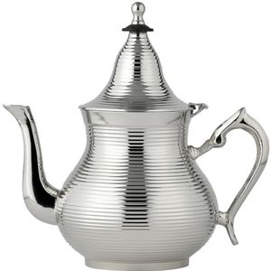 Marrakesh Oriëntaalse decoratieve theepot met zeefinzet 750 ml | theepotten Nadima zilver 21 cm groot voor Marokkaanse muntthee | theehouder als ramadan Iftar decoratie in de woonkamer of keuken