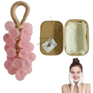 Druivenzeep, druivenzeep aan een touw, decoratieve handgemaakte kristallen druiven for het wassen van frisse lucht, langdurige geur, milde reiniging, kerstcadeau for mannen en vrouwen(Peach-1)