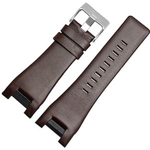 32mm lederen horlogeband compatibel met dieselhorloge riem for DZ1216 DZ1273 DZ4246 DZ4247 DZ287 Zachte ademend polsband armband (Color : BrownB silver buckle, Size : 32-18mm)