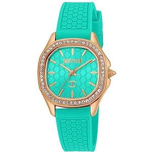Just Cavalli Glam Chic Quadro polshorloge - JC1L263P0035 armband kleur: turquoise wijzerplaat turquoise heren