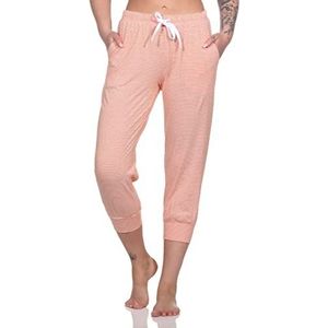 Normann Capri-pyjamabroek voor dames, ¾-lang, strepenlook, perfect te combineren, oranje, 48/50